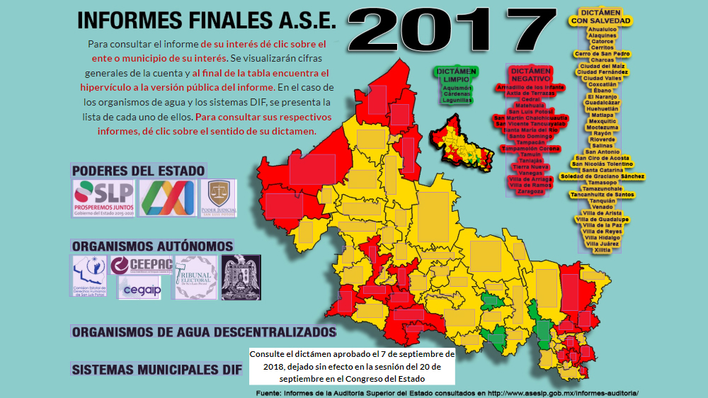 INFORMES DE LA A.S.E. SOBRE LAS CUENTAS PÚBLICAS 2017