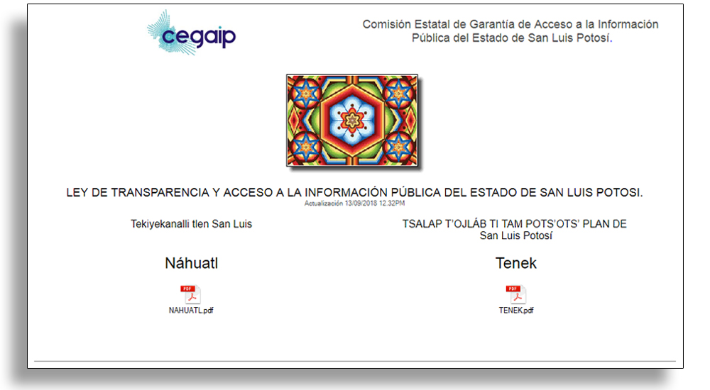 Publica CEGAIP Ley de Transparencia en Náhuatl y Tenek